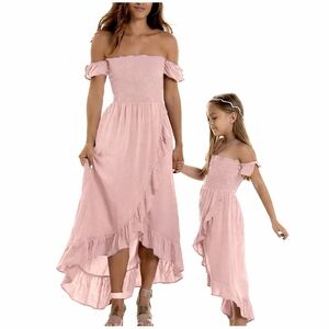 Boutique Dusty Rose Hi-Low Ruffle Dress Women 2XL Matching Mommy & Me